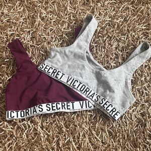 2 NEW Victoria's Secret Burgundy L and Gray M Sports Bralettes.